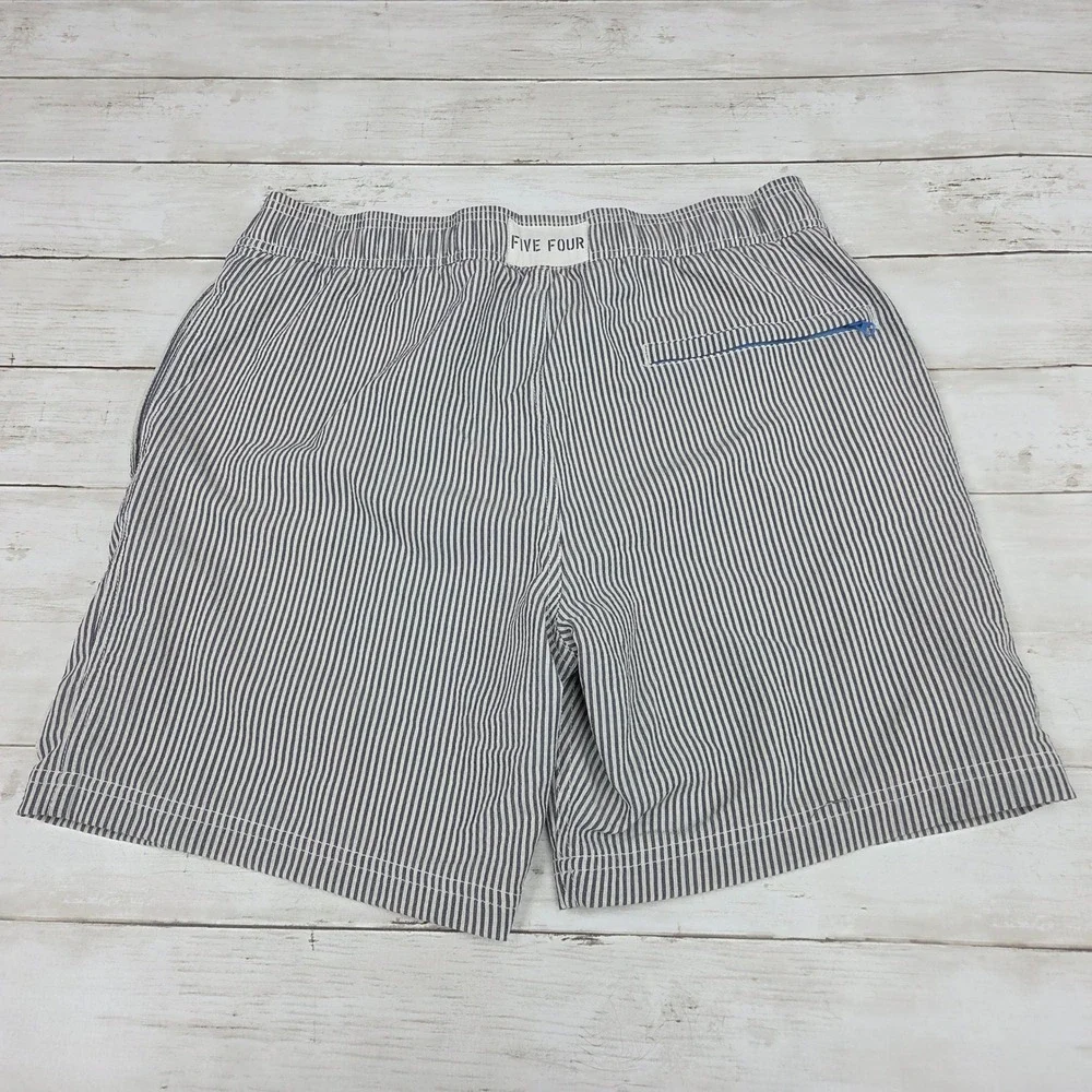 Five Four‎ Swim Trunks Mens 31 Blue White Striped Modern Mesh Lined Drawstring